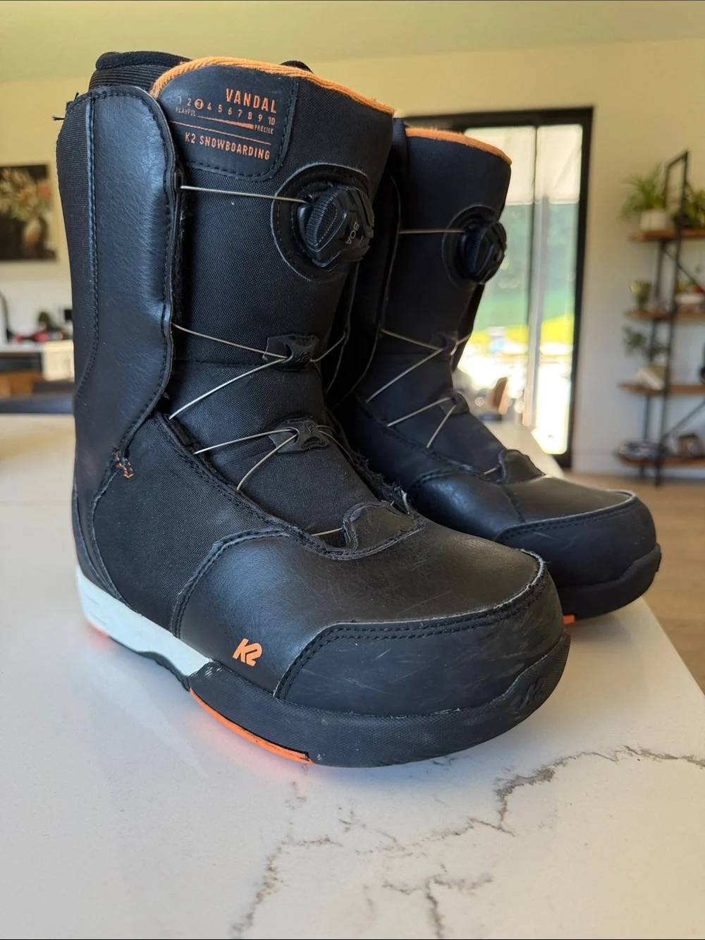 K2 Vandal Men's Black Snowboard Boots with Orange Accents